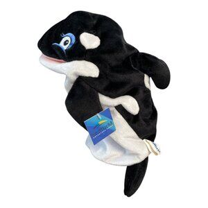 SeaWorld Adventure Parks Orca Whale Plush Puppet 12” Squeaker Early 2000s